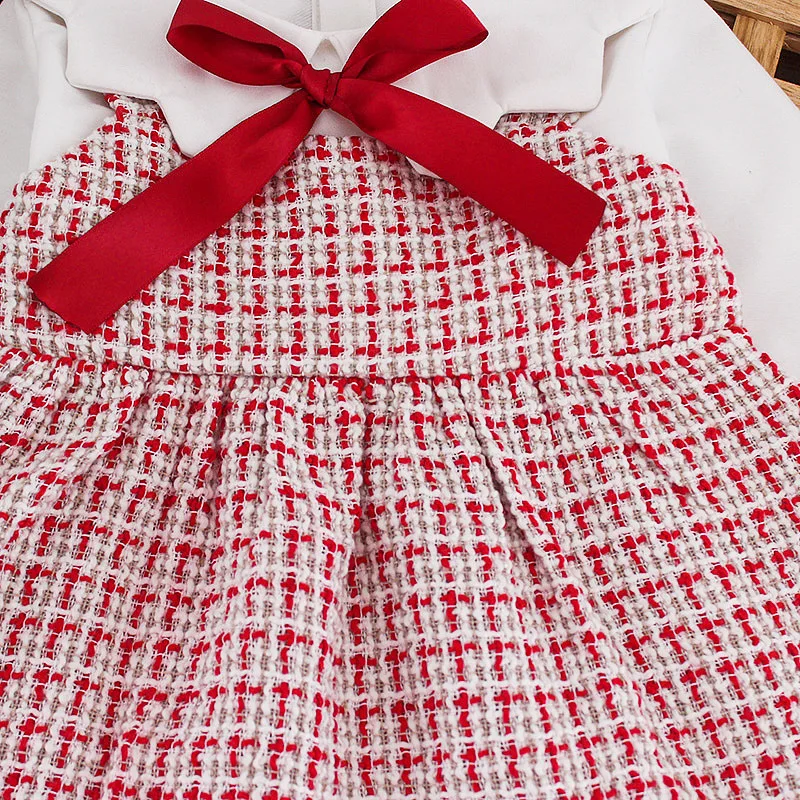 2020 платье с бантом и длинными рукавами для маленьких девочек милое праздничное