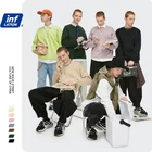 Свитшот мужской INFLATION, однотонный, с круглым вырезом, осень 2020, тонкий, мягкий, большого размера, базовый черный пуловер, 168W