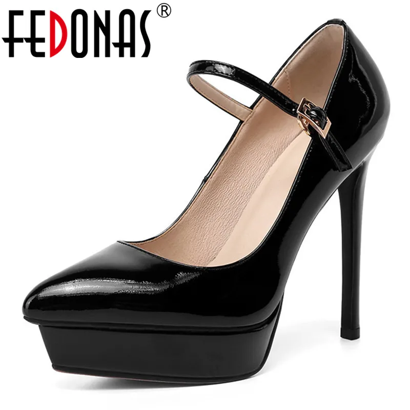 

FEDONAS/2021; Весенние туфли-лодочки на платформе и высоком каблуке для женщин; Обувь из натуральной кожи с острым носком; Женская обувь для ночно...