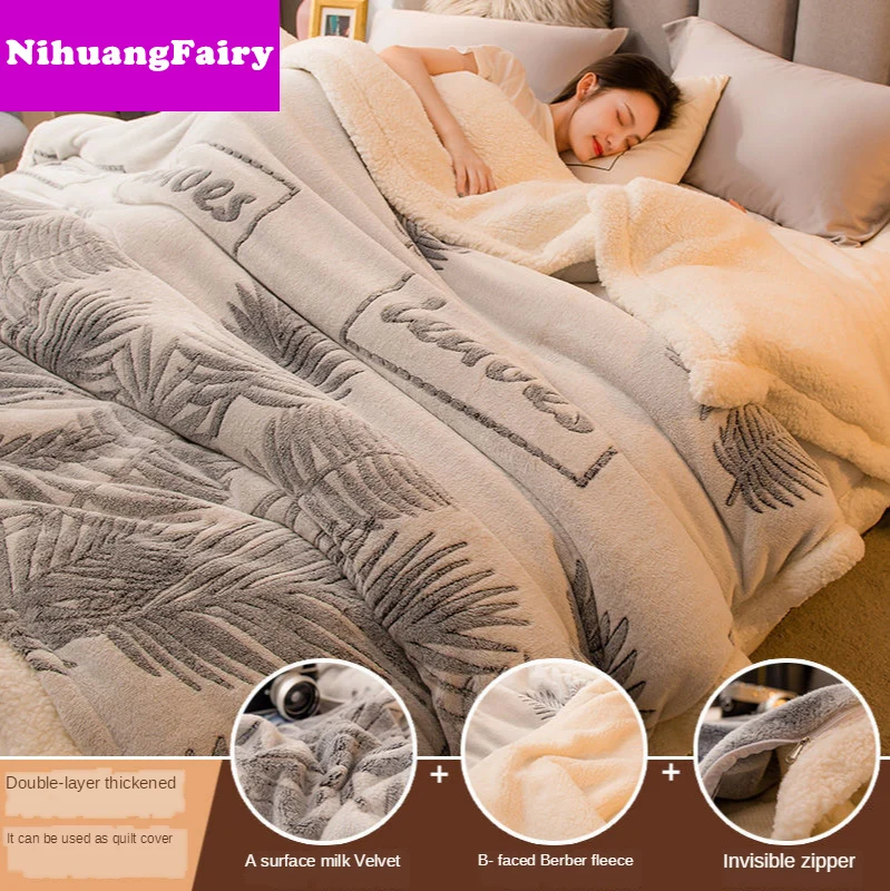 

Double blanket quilt thickened terry covered by coral nap blanket flannel thin sofa cover blanket