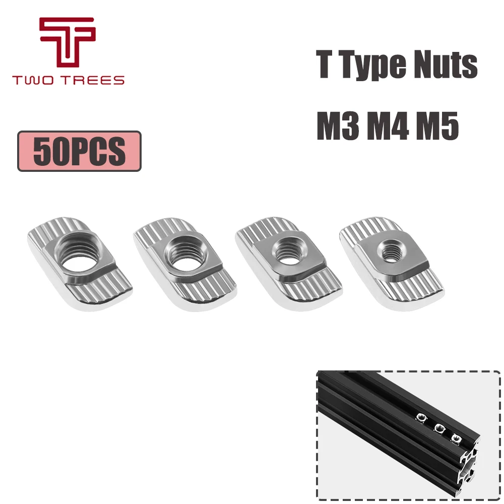 Детали для 3D-принтера M3/M4/M5 50 шт./лот Т-образные крепежные гайки из углеродистой