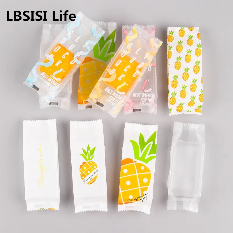 

LBSISI Life 100pcs Flat Food Plastic Bags With Removable Tray Cake Nougat Candy Cookies For Birthday Wedding Party Packing
