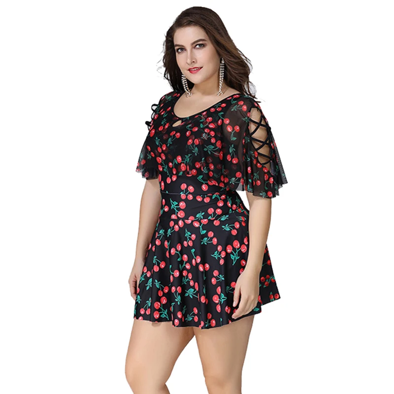 Swim Dresses Women Plus Size Swimsuit Push Up Swimwear Large Sizes Swimming Suit Bathers May Tankini Set 2020 Printed Swimsuits