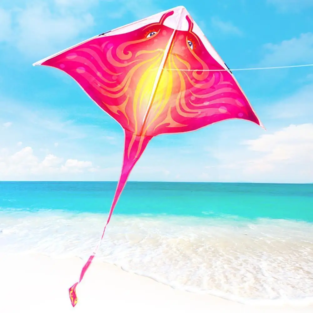 

135cm Hard-winged Kite Devil Fish Kite Adult Children Breeze Easy To Fly Large Long Tail Cartoon Kite Line For Children Out E7Q5