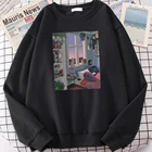 Худи уютная комната с котом для женщин, худи в стиле хип-хоп, флисовая толстовка высокого качества, Модный повседневный мужской спортивный костюм