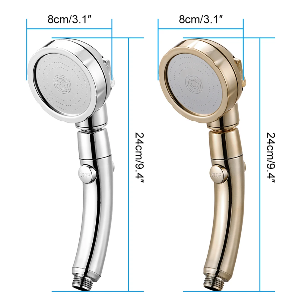 

360 Rotating Adjustable 3-Mode Handheld Shower Head Set SPA Water Sprinkler Head With Water Control Button Bathroom