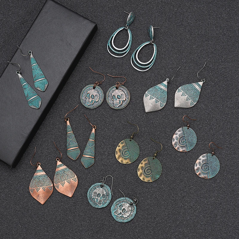 Винтажные бронзовые прелестные серьги круглые с черепом геометрические капли 2019