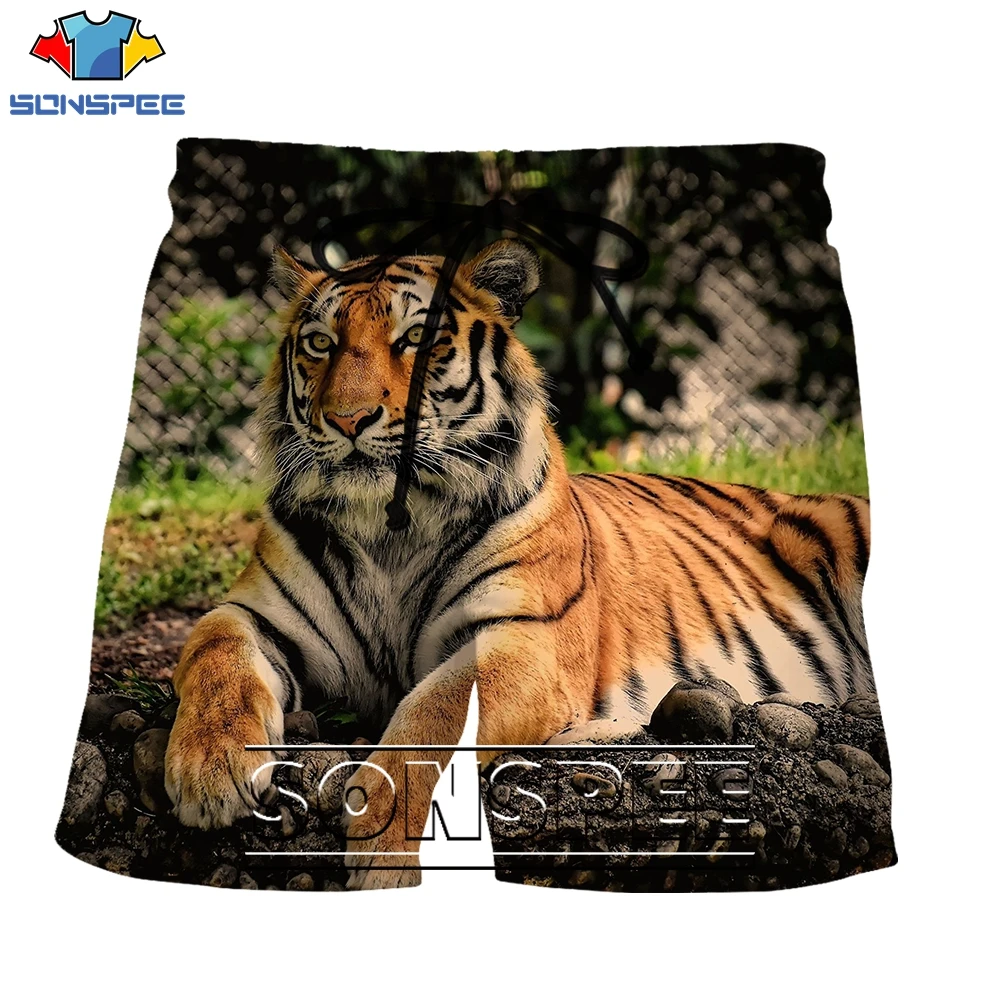 

SONSPEE Fashion Hot Sale Forest Animal Pattern Tiger 3D Printing Men's Shorts Summer Creative Personality Casual Hip Hop Street