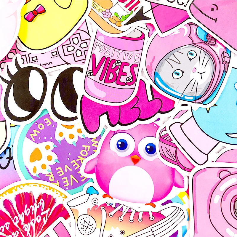50 шт. ПВХ водонепроницаемые девушки Kawaii розовые забавные стикерные игрушки багажная наклейка s для мотора автомобиля ноутбука и стильный чемодан наклейки стикер s