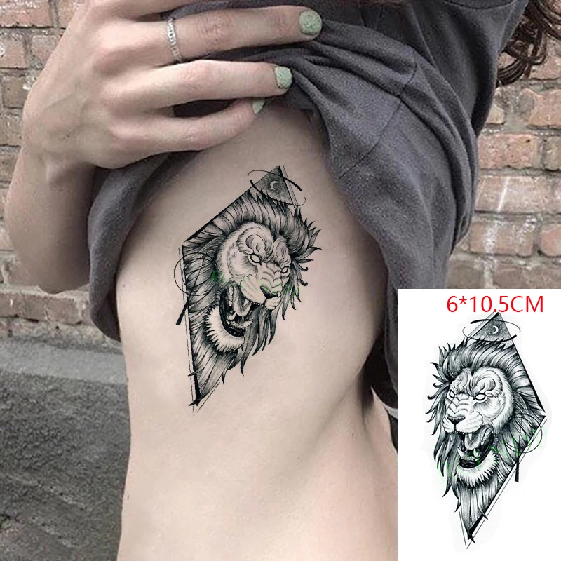 Водостойкая Временная тату-наклейка ins Lion свирепый крутой сексуальный боди-арт