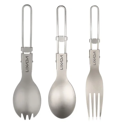 Складная Титановая Ложка Lixada Spork посуда для отдыха на природе кемпинга