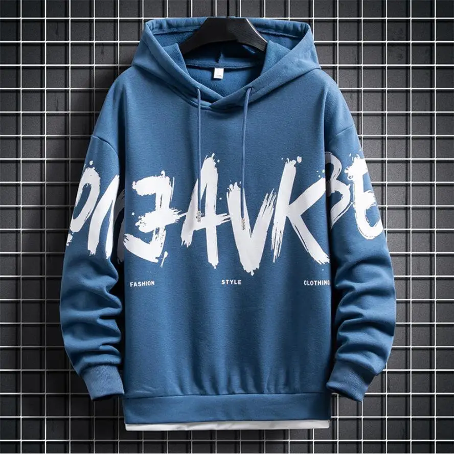 

2021 Letter Print Sweatshirt Men Harajuku Hoodies Autumn Spring Hoody Casual Hoodie Cotton Sweatshirts Men Streetwear Clothes