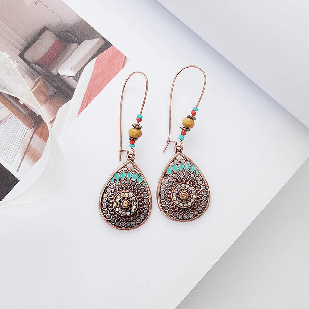 2019 богемные Эффектные серьги для девочек национальные полые водяные ушные капли
