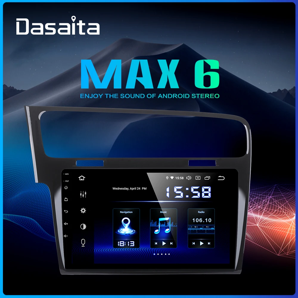 Dasaita Авторадио 1 Din автомобильный Android 9,0 для VW Golf 7 2013 навигация gps 10," ips сенсорный экран HDMI
