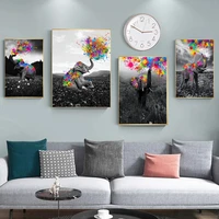 elephant spit painted print canvas painting animal graffiti wall art posters for living room boy girl bedroom decor pictures