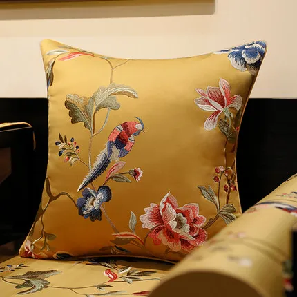 Современный чехол для подушки, декоративный чехол для подушки в китайском стиле с вышивкой птиц, элегантный чехол для дивана, стула