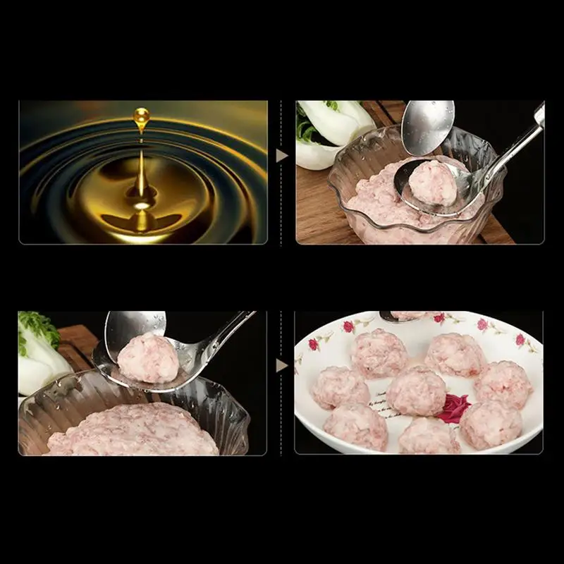 

2PCS Stainless Steel Meatball Maker Non-Stick Meat Spoon Meatball Making Tool With Soup Spoon Creative Kitchen Tools For Cooking