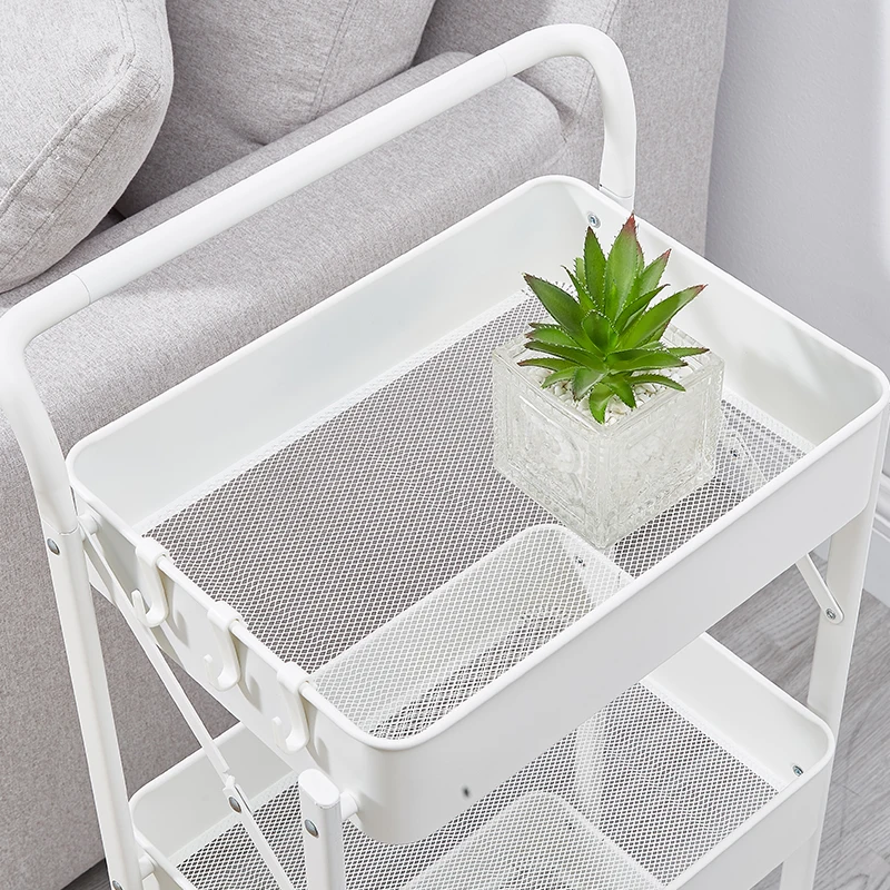 

1 Kitchen trolley 3Tier utility Cart multi-function trolley storage trolley kitchen foldable trolley Rolling Metal trolley