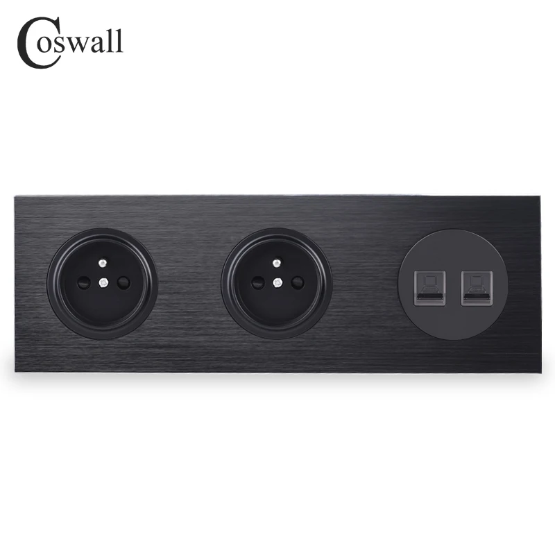 Черная алюминиевая металлическая панель Coswall розетка с двойным французским
