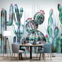 custom photo mural modern hand painted 3d cactus tropical plants non woven embossed wallpaper for bedroom living room wall paper