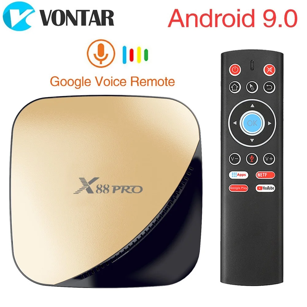 ТВ-приставка VONTAR Android 9 0 4 Гб RAM 128 2 16 X88 Pro Google голосовой помощник Rockchip RK3318