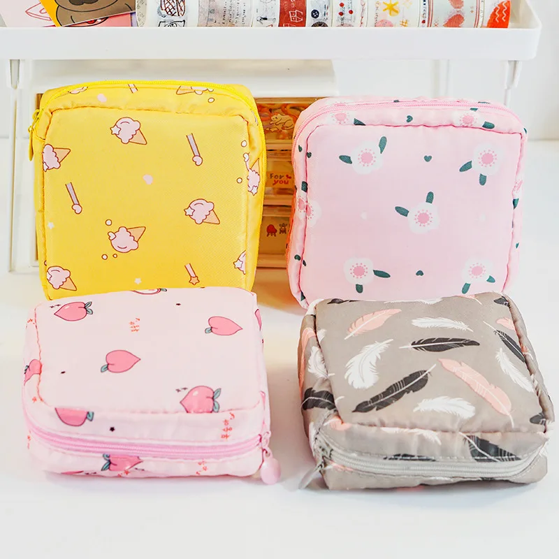 

Women Tampon Storage Bag Sanitary Pad Pouch Napkin Cosmetic Bags Organizer Ladies Makeup Key Bag Girls Data Cables Organizer
