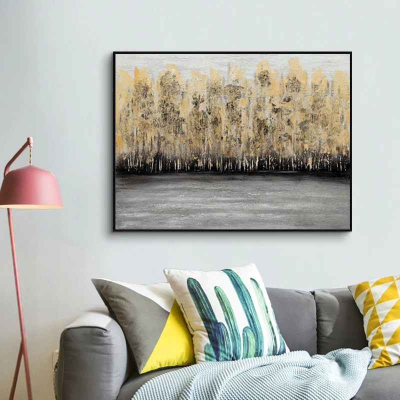 

Modern Golden Leaves Canvas Painting Black Pictures Poster and Print for Living Room Bedroom Dining Decoration Home Wall Art