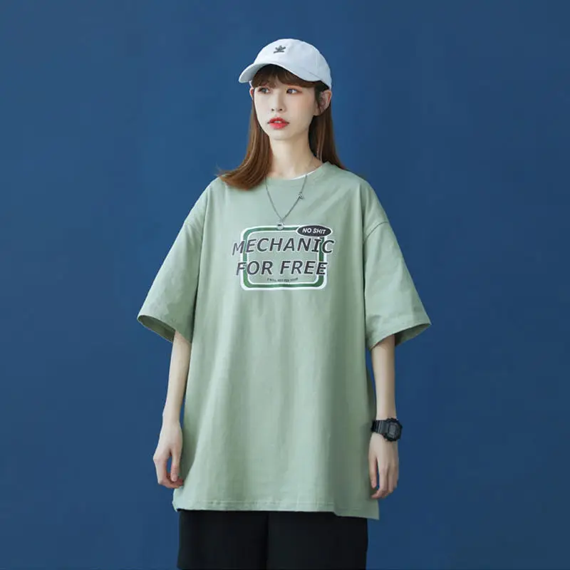 Женская футболка с коротким рукавом свободного покроя в стиле колледжа | одежда