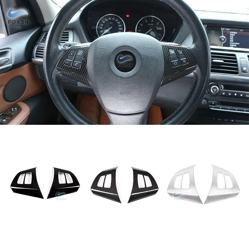 

For BMW X5 E70 2008 2009 2010 - 2013 Car Carbon Fiber Style Interior Steering Wheel Switch Button Frame Cover Replacement Trim