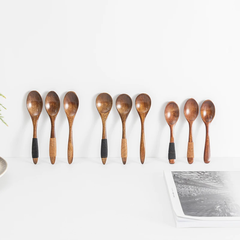 Hemu Life Wooden Japanese-style Environmental Tableware Cooking Honey Coffee Mixing Spoon Non-slip | Дом и сад