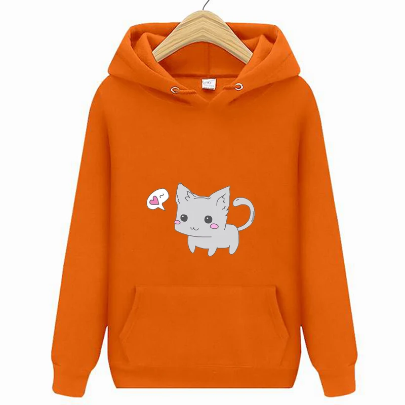 

winter Warm love dog oversized Sweatshirt men and women's Hoodies Harajuku Warm Pullover Drawstring Pink Womens Korean style