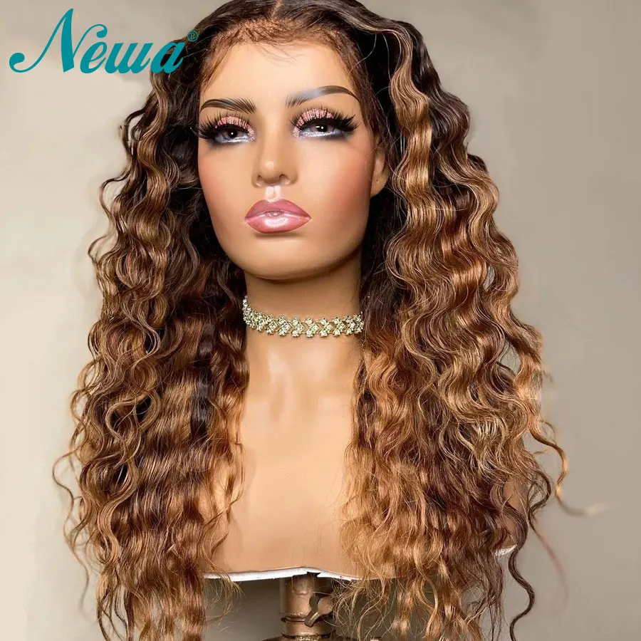 

Newa Hair Colored Lace Front Human Hair Wigs Transparent Lace Wigs For Women 13x6 Deep Wave Lace Frontal Wig Pre Plucked Wigs