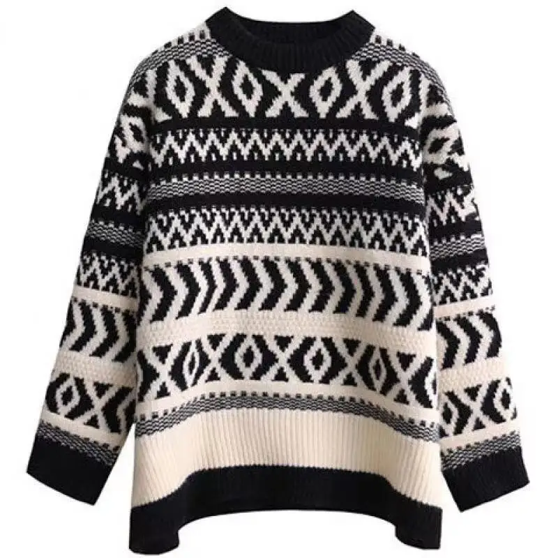 

2020 Autumn Winter New European and American Style Thick Sweater Pullover Net Red Loose Lazy Clothes for Pregnat Women Loose