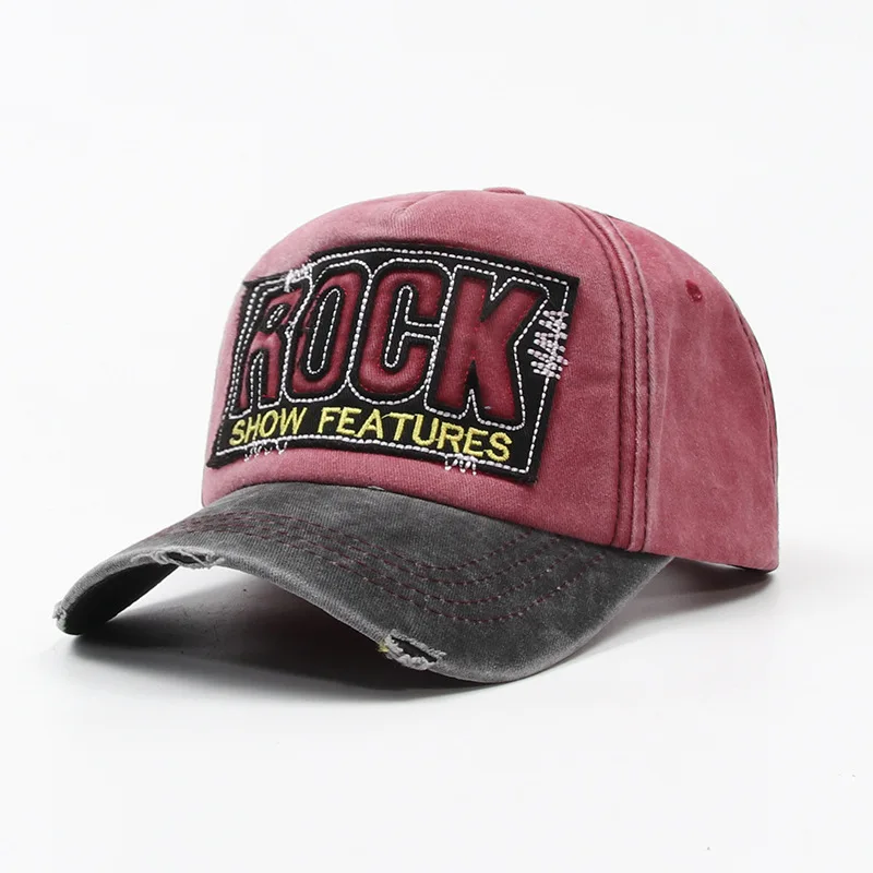 

Fashion High Quality embroidery ROCK baseball cap Unisex washed retro sun cap for men Gorras Snapback Outdoor Sport fishing Hat