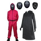 Красная маска-комбинезон Игра кальмаров, член босса, Все в одном, мужская маска, костюмы для косплея на Хэллоуин Вечерние