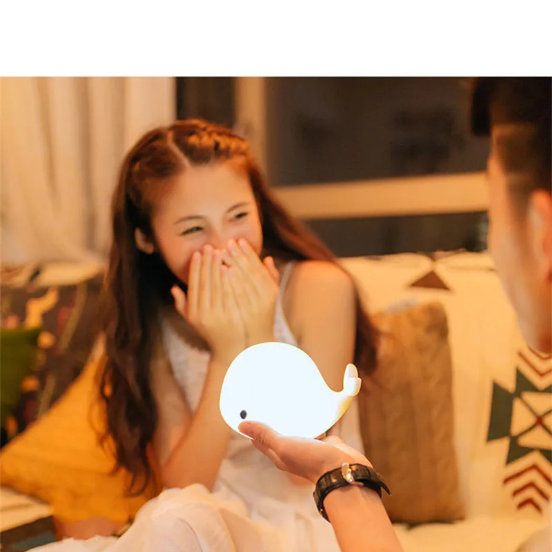 Ночник в виде дельфина с зарядкой от USB силиконовый мягкий мультяшный детский