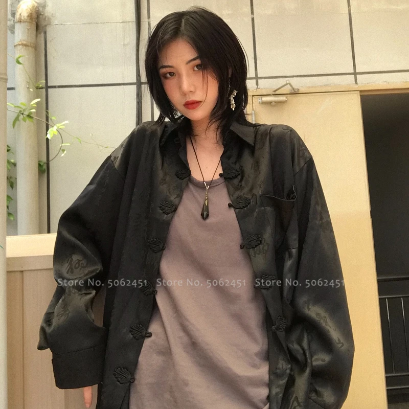 Китайский традиционный ханьфу блузка для женщин и мужчин пара Harajuku стиль Японский Haori куртки кунг-фу каллиграфия печати пальто Тан костюм