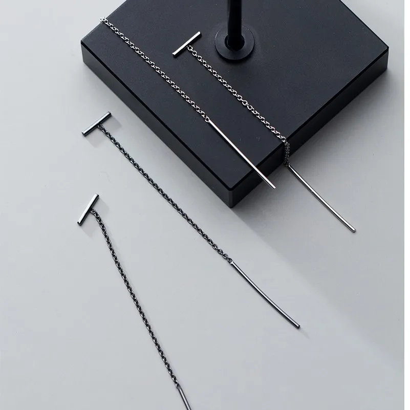 Серьги подвески в форме цилиндра из стерлингового серебра 925 пробы с длинной