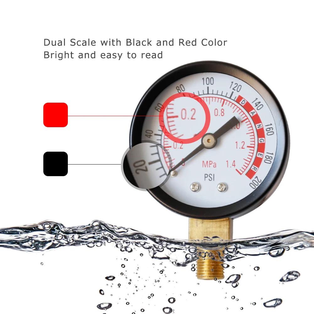 Y50 Radial Pressure Gauge Dual Scale 2&quot Dial Hydraulic Fluid Meter Measuring Tool for Air Compressor | Инструменты
