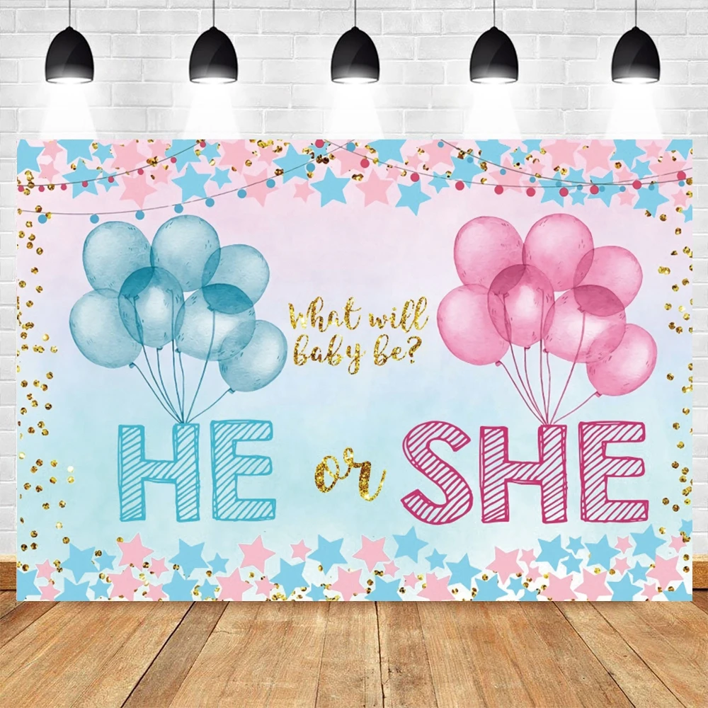 

Balloon Gender Reveal Party Boy Or Girl Newborn Baby Shower Birthday Backdrop Vinyl Photography Background Photophone Photozone