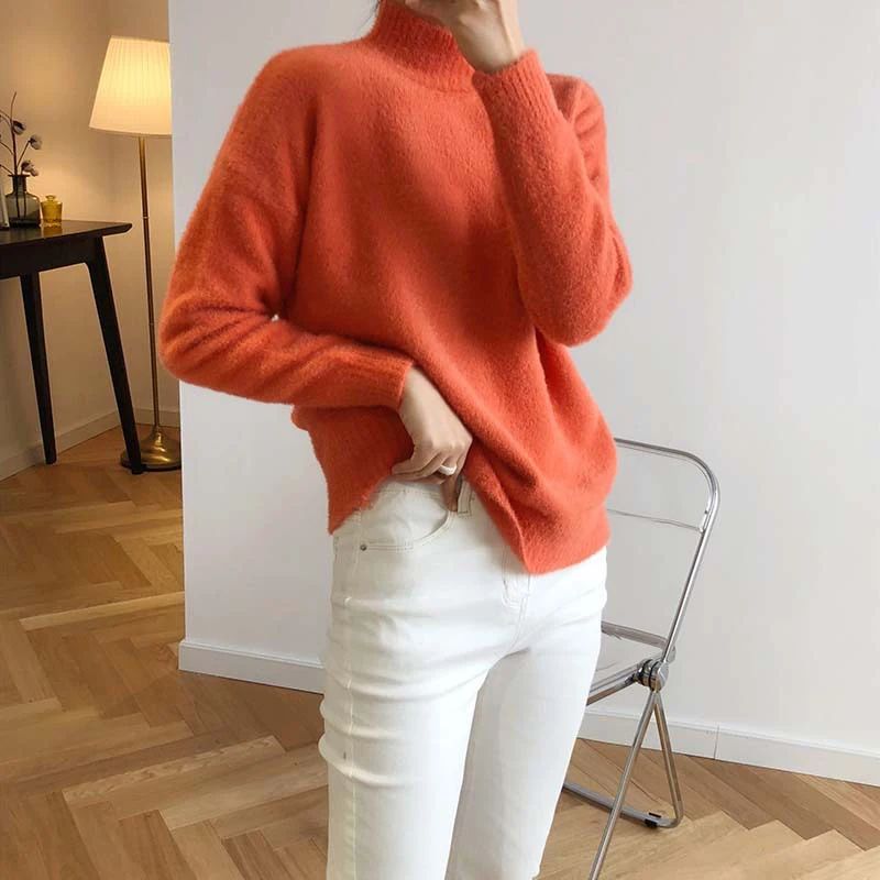 GOPLUS Winter Women's Sweater Jumper Jersey Mujer Solid Warm White Black Women Pullover Ropa C8318 | Женская одежда