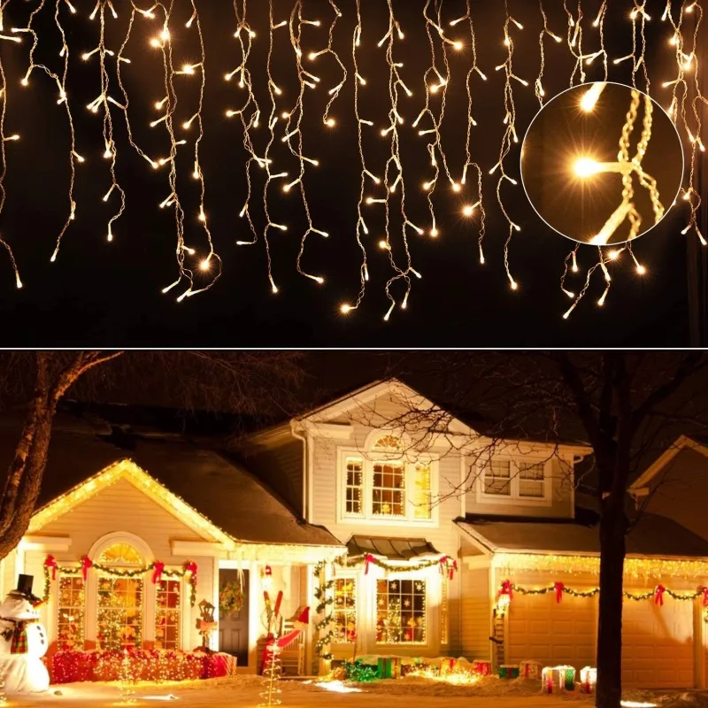 

3-20M outdoor garland christmas and new year festoon lamps for decor garden yard house steady on warm white luces led decoración