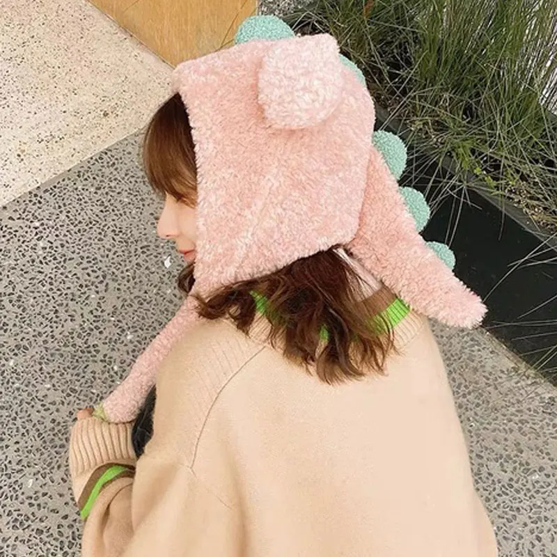 Забавная и движущаяся плюшевая шапка в форме динозавра осенне-зимние облегающие