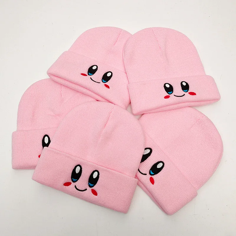 Anime Cartoon Cute Face Eyes Kawaii Kirbys Hat Cosplay Keep Warm Knitted Unisex Adult Kids Cap Hip Hop Autumn Winter Gift | Тематическая