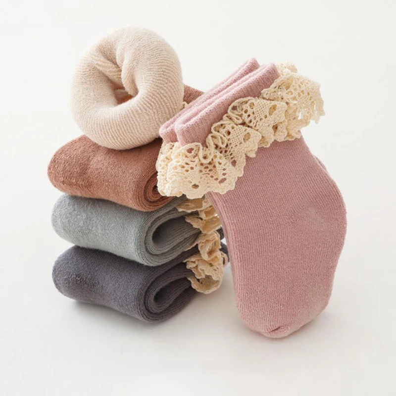 Calcetines de algod&oacute;n de encaje para beb&eacute;s, toalla para ni&ntilde;as, calcetines tobilleros de ni&ntilde;os, calcet&iacute;n c&aacute;lido para el suelo de beb&eacute;, novedad de invierno-1