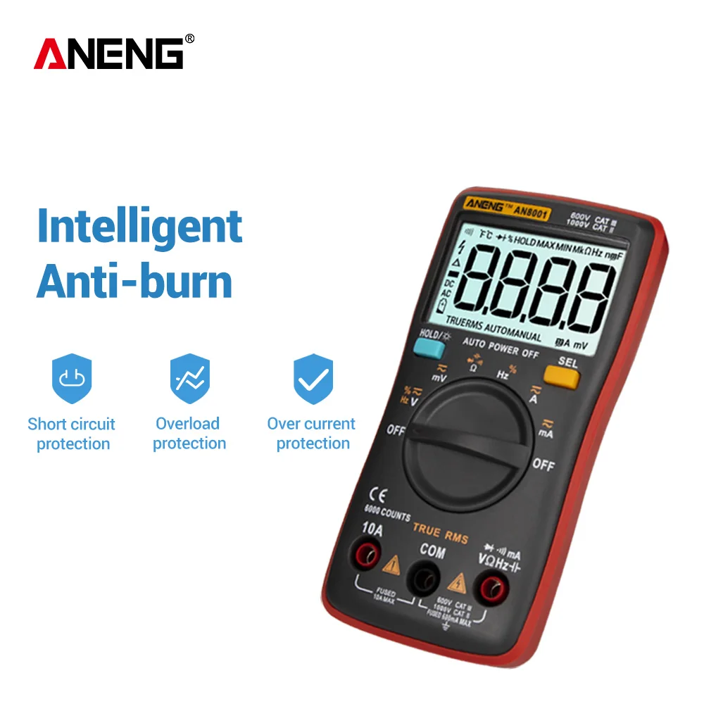 ANENG AN8001 мультиметр цифровой мини мультиметры цифровые транзистор тестер