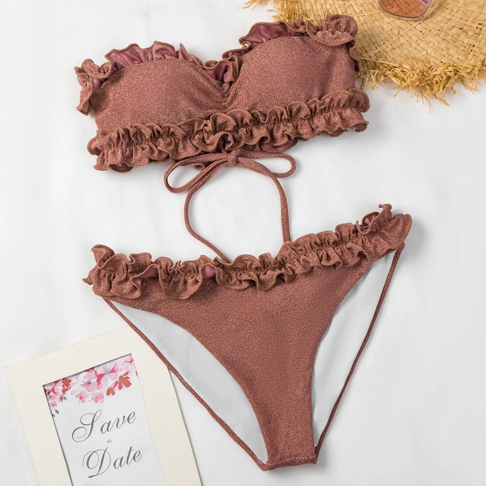 

Swimsuit Women Bikini 2021 Mujer Tube Top Bikini Set Lacework Push-up Swimwear Beachwear Swimming Suit For Women Brazilian