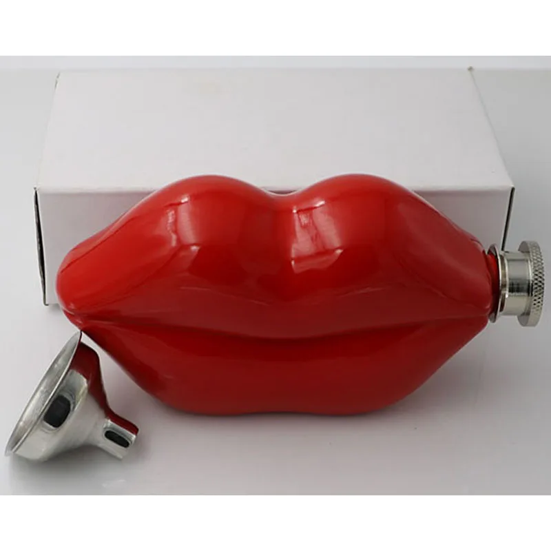 Hipflask карманная Бутылка для виски, ликера, вина, Очаровательная фляжка для губ, фляжка из нержавеющей стали, 5 унций, красная банка для виски и фляжка, набор воронки, подарок