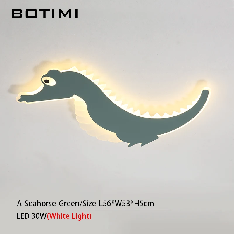 A-Green-White Light Светодиодный потолочный светильник для детской спальни с изображением BOTIMI из мультфильма, современный желтый металлический потолочный светильник для мальчиков - Цвет корпуса: A-Green-White Light