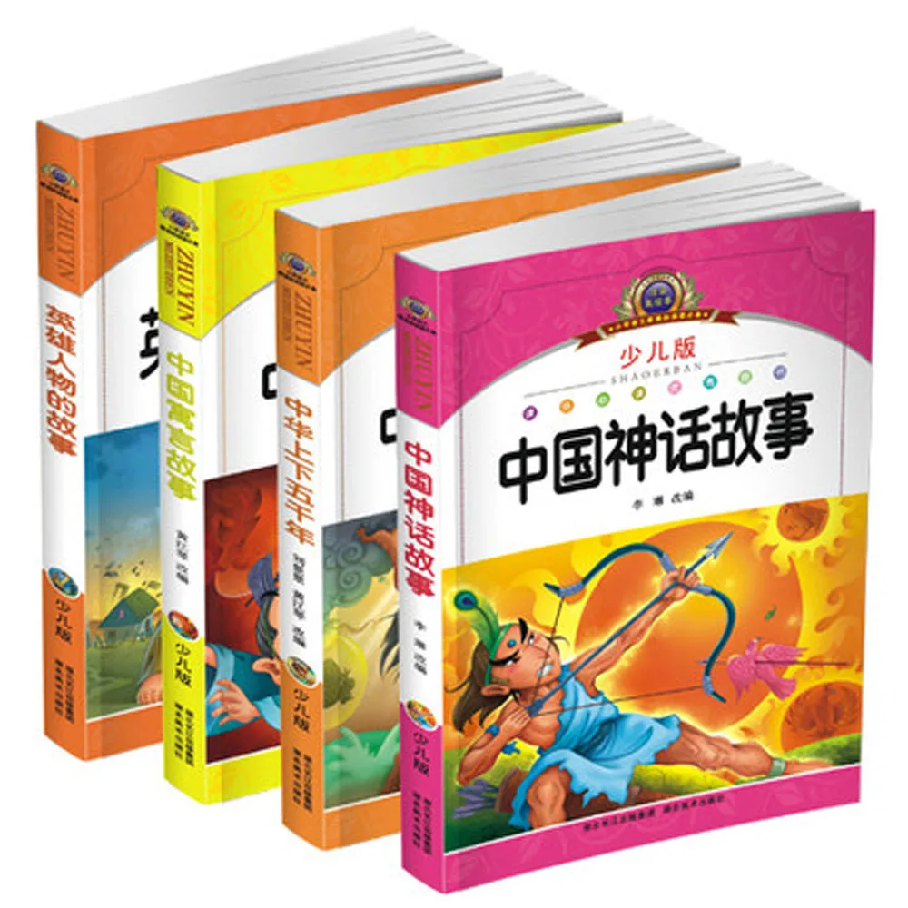 

4pcs/set Chinese Stories Books Pinyin Picture Mandarin Book Chinese Fairy Tales Fables Bedtime Story Nook for Kids Children